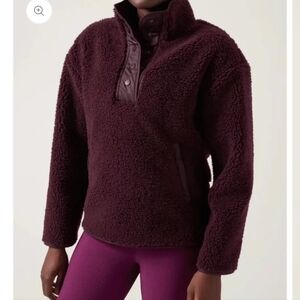 NWOT  Athleta Burgundy Sherpa Pullover